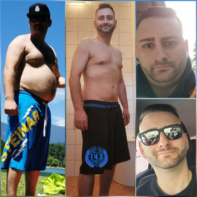 Die T4X Transformation des Jahres ist unserem Marco Dancsak schon so gut wie sicher! -25 kg in 3 Monat mit dem T4X Ketokonzept und der Unterstützung! Ohne überschüssige Hautrückstände, dank der positiven Effekten der Ketose aufs Bindegewebe.