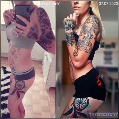 Unsere Kundin Ina Koban sie trainiert nach unserem Trainingsplan (plus Homeworkout Videos) 3 mal die Woche zu Hause mit dem eigenen Körpergewicht, hält sich im Alltag an das T4X Ernährungskonzept und hat nach nur 6 Wochen schon solide Erfolge!