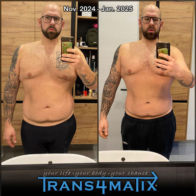 Franz Vollnhofner hat dank dem Trans4matix T&E Konzept in den ersten 3 Monaten schon solide Erfolge erzielt. Nun geht es weiter mit dem T4X Keto Konzept und der nächste Erfolg ist ihm sicher! Wir begleiten ihn weiterhin auf seinem Weg und sind stolz.