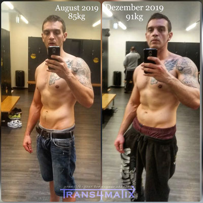 Was alles in nur 8 Wochen mit der Hilfe von Trans4matix möglich ist, zeigt hier Marcell Vidakovic Palocz er hat seinen Körper erfolgreich definiert indem er sein gebundenes Unterhautwasser verlor und seinen Körperfettanteil senkte.