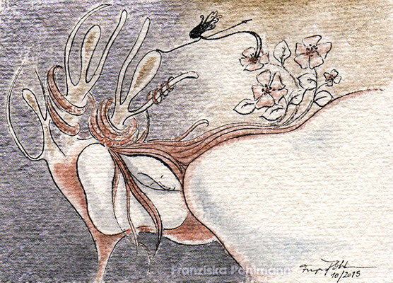 Traumwelten  I Postkartenformat I Aquarell, Tinte auf Büttenpapier I 2015 I Original nicht verfügbar