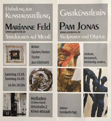 März 2019: Pam Jonas X Galerie 58 Marianne Feld, Kirkel-Altstadt