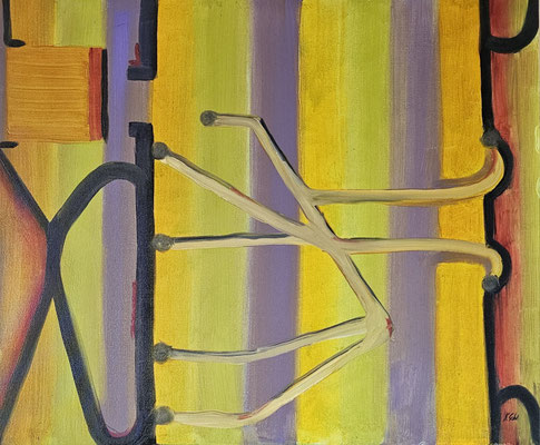 B000261 Klammern 2023, 60 x 50 cm, Ölgemälde auf Malplatte, 247 €