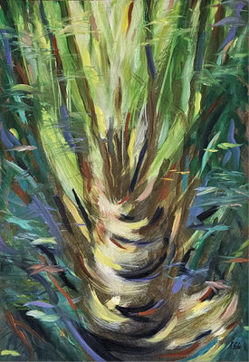 B000176 Abstrakt "Waldweg" 2023, 28,7 x 41,5 cm, Ölgemälde auf Papier, 263 €