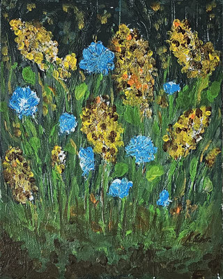 B000227 Wildblumenwiese 2023, 30 x 24 cm, Acryl auf Malpappe, 162 €