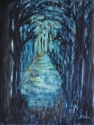 B000277 Licht im Dunkel 2024, 24 x 32 cm, Aquarell auf Papier, 168 €