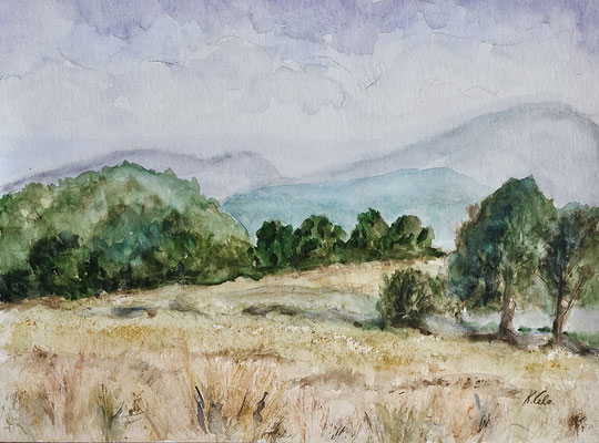 B000178 Ferne Berge 2023, 40 x 30 cm, Aquarell auf Papier, 210 €