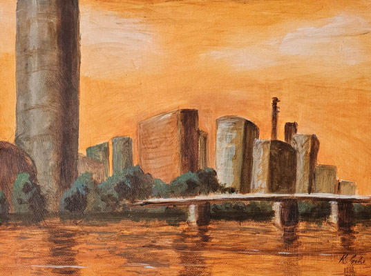B000195 Frankfurt 2020, 46,5 x 34,5 cm, Acryl auf Papier, 162 €