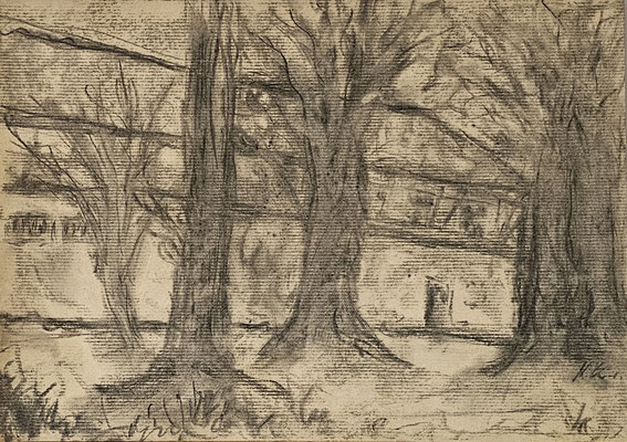 B000231 Gut Jahnishausen und  Schlosspark 2023, 42 x 29,5 cm, Kohle auf Papier, 64 €