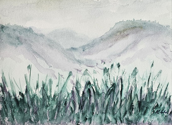 B000284 Im Morgentau 2024, 32 x 24 cm, Aquarell auf Papier, 168 € 