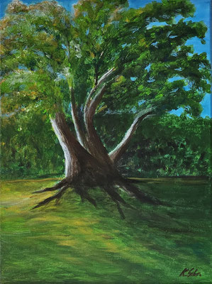 B000108 Gingko Jahnishausen 2020, 30 x 40 cm, Acryl auf Leinwand, 140 €