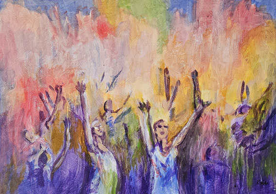 B000229 Festival 2023, 59 x 41 cm, Acryl auf Papier, 300 €