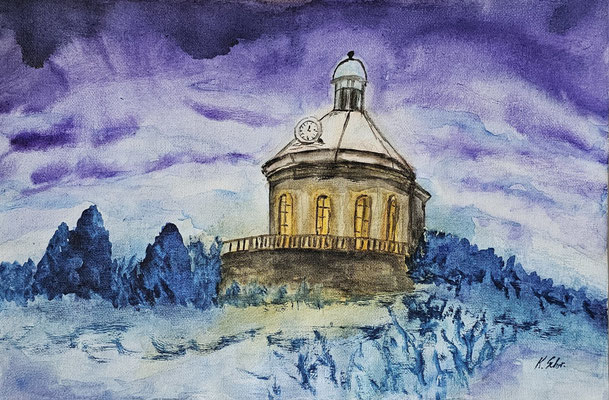 B000274 Schloss Wackerbarth im Winter 2024, 35 x 24 cm, Aquarell auf Maltuch, 177 €