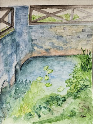 B000310 Am Bach Gut Saathain 2024, 30 x 40 cm, Aquarell auf Papier, 210 €