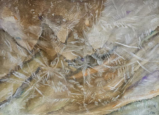 B000253 Eisblumenblick 2022/2025 überarbeitet, 46,5 x 34,4 cm, Aquarell/Öl auf Papier, 303 €