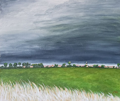 B000143 Gewitterstimmung 2022, 60 x 50 cm, Acryl auf Malpappe, 330 €
