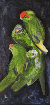 B000317 Aus der Vogelkinderstube 2024, 40 x 80 cm, Ölgemälde auf Leinwand,  unverkäuflich