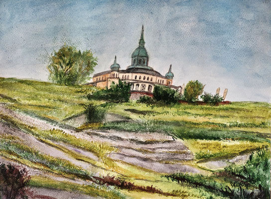 B000319 Spitzhaus Radebeul 2024, 32 x 24 cm, Aquarell auf Papier, 168 €