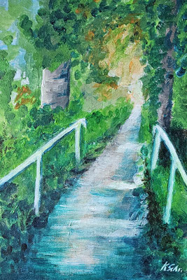 B000301 Sonntagsspaziergang 2024, 24 x 30 cm, Acryl auf Malpappe, 162 €
