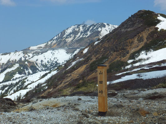 太平洋と日本海へ流れる水の分水嶺の山田峠(2048m)
