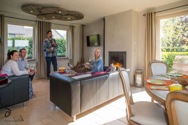 Salon met vuur