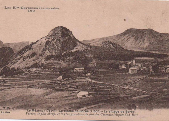 Photos anciennes de Sainte-Eulalie et du Plateau Ardéchois. Le Mézenc, la roche de Borée et le village de Borée.