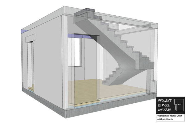 Arbeitsvorbereitung einer gewendelten Betontreppe