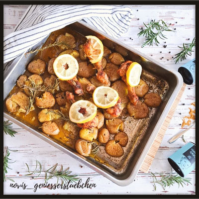 Hähnchenkeulchen mit Quetschkartoffeln