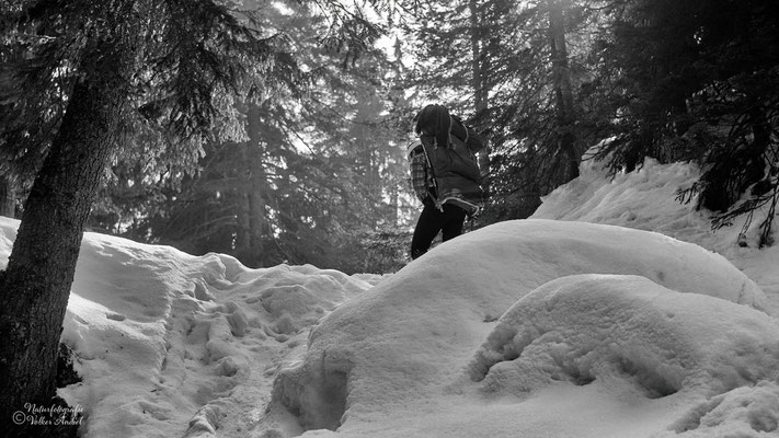 der Aufstieg durch Tiefschnee war sehr kräftezehrend