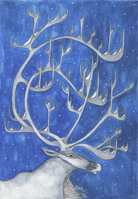 Carte de Noël : Acrylique et encre. Jacinthe Lachance pour la FMV, 2009