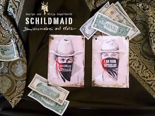 Schildmaid - Illusionsmalerei auf Holz/ Mural painting on wood