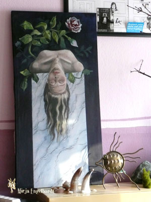 Das Rot der Rosen (unfertig) / Red of roses (unfinished); Öl auf Leinwand/Oil on canvas; 2015