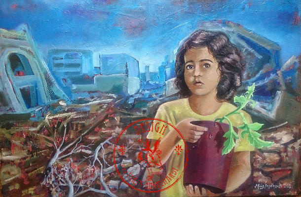 Mädchen im Gaza/ Girl in Gaza; Öl auf Leinwand/Oil on canvas; 2025