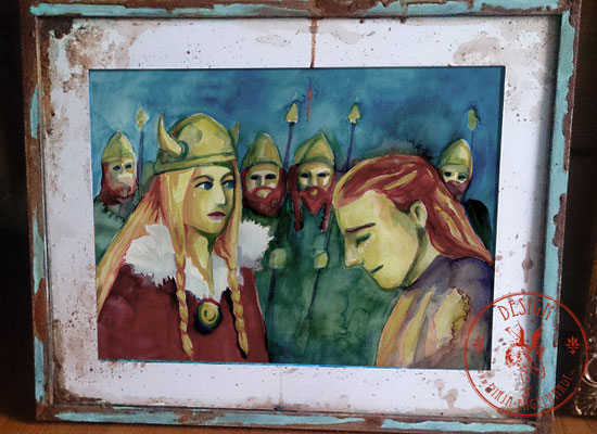 "Herrin und Diener (nach Nolde); Aquarellmalerei/ Watercolour; Bernd - Operation Germanenkind; Prod.: Von Anfang Anders Filmproduktion & Maria Korn