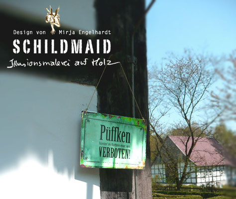 Schildmaid - Illusionsmalerei auf Holz/ Mural painting on wood