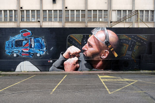 ABOUT A CRUSH - Jean Rooble feat. Landroïd - Spraypaint on wall - 3,5 x 12 m - 1000m2, Bègles (2021)