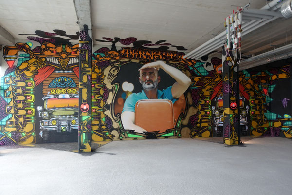 TRANSIT - Scaner feat. Jean Rooble - Spraypaint on wall - 5 x 16 m - Projet RADO, Bordeaux (2021)