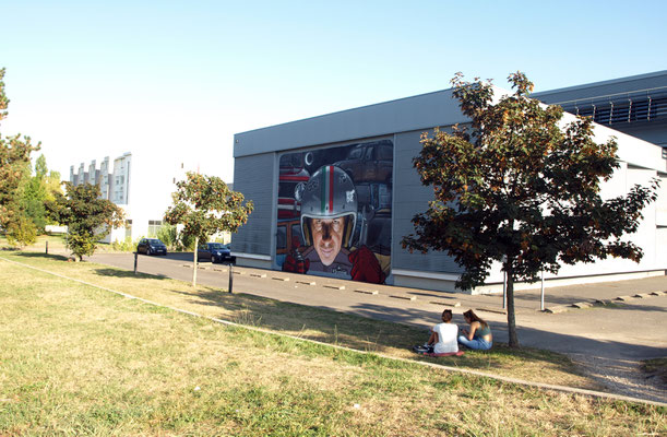 LA VERA VITA D'ULDERICO - Filippo Mozone X Jean Rooble - Spraypaint and acrylic on wall - 7,10 x 9,70 m - Festival Shakewell #3 - Pessac, 2018