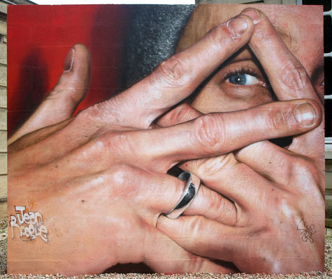 Fingers Crossed - JEAN ROOBLE - Spraypaint on wall (2,60 x 3 m) - for Institut Culturel Bernard Magrez - Bordeaux, 2018