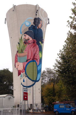 DROP - Acrylic paint and spraypaint on water tower - 38 x 16 m - Mont de Marsan (2023)