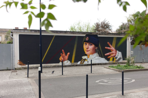 BGIRL KIMIE - Acrylic and spraypaint on wall - 3 x 11 m - For RedBull BC One - Bordeaux (2025)