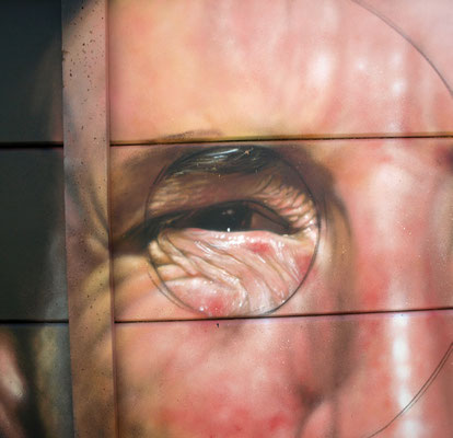 Yann (close-up) - JEAN ROOBLE - Spraypaint on wall (2 x 4 m) - Exhibition Le Grand 8 - Malakoff (2016)