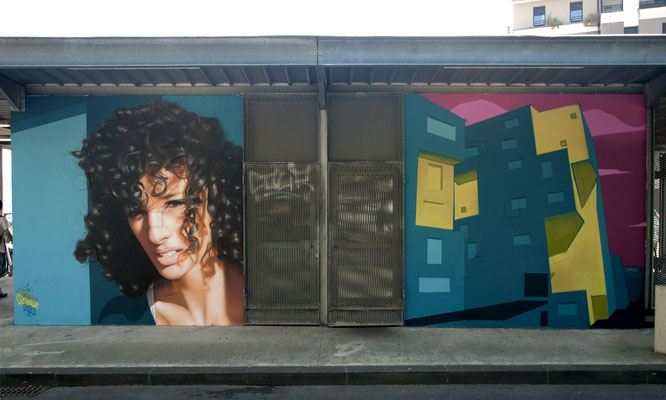 PEIXOTTO - Jean Rooble - Spraypaint on wall - 6 x 3 x 3 m - Station Peixotto, Talence (2020)