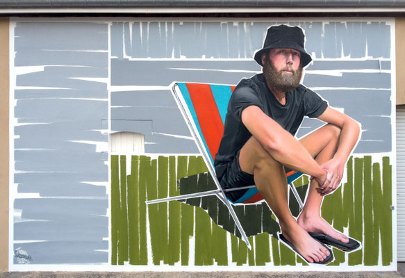 PRÉ CARRÉ - Acrylic and spraypaint on wall - 5 x 8 m - Sentier des Arts Festival - Saint-Aubin-de-Blaye (2023)