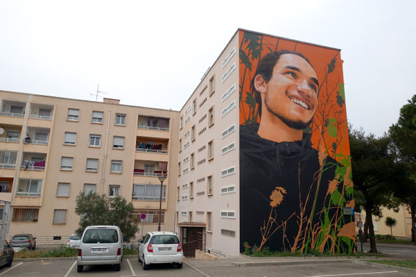 LES ROSEAUX - Spraypaint on wall - 15 x 6 m - Port de Bouc (2022)