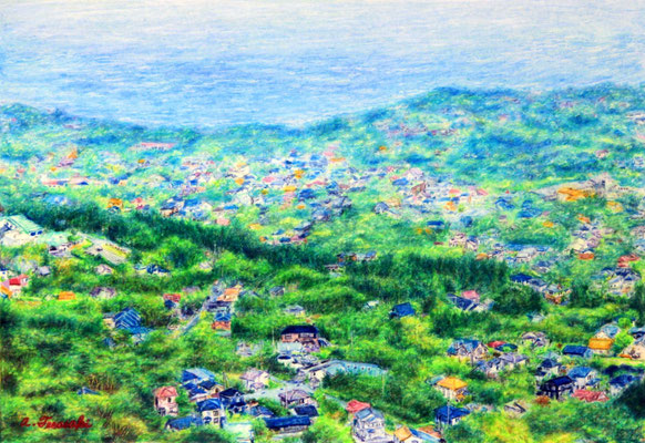 『大室山からの展望』　静岡県 伊豆高原　サイズ：B4