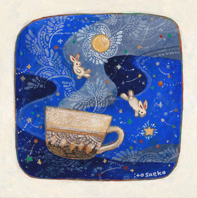 「それぞれのおきにいり」157×157mm/アクリルガッシュ