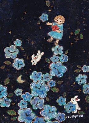 「つきのとおりに」130×180mm/アクリルガッシュ
