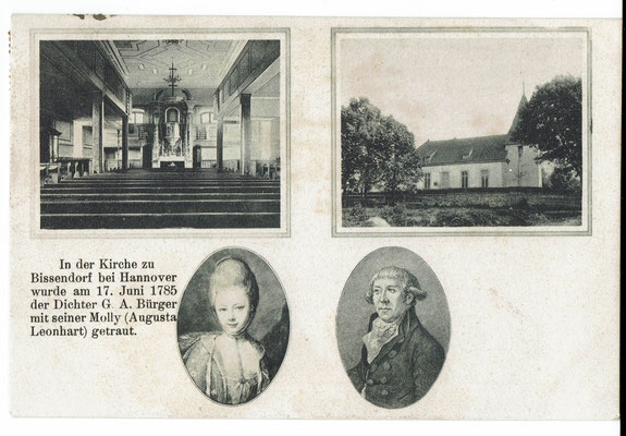 Postkarte um 1906, In der Kirche, G. A. Bürger mit Molly (Sammlung Peter Schulze, Bissendorf)