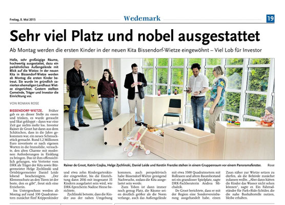 Bild 32: Zeitungsartikel zur Eröffnung der Kita